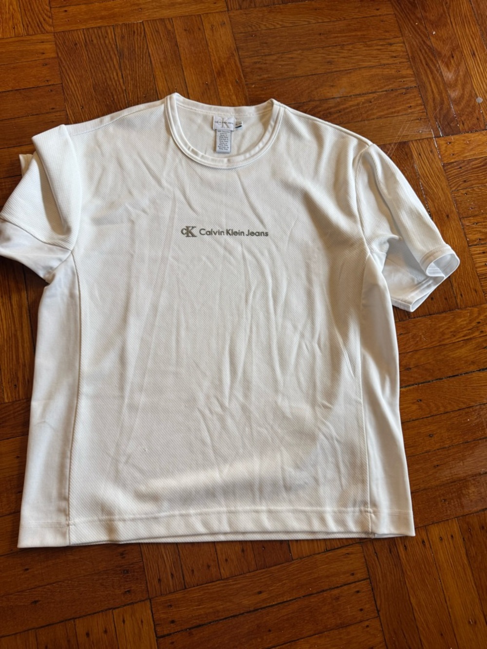 Calvin Klein Jeans Men's White Logo Crew Neck T-Shirt men’s XL amazing material